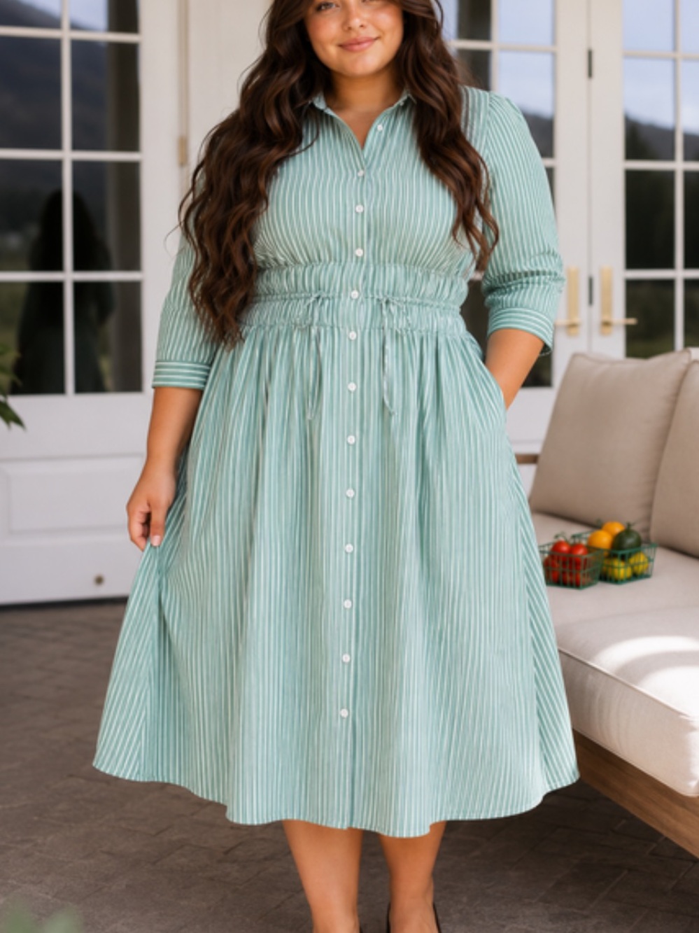 Green Dainty Jewells Stripe Midi Dress - Picture 3 of 6